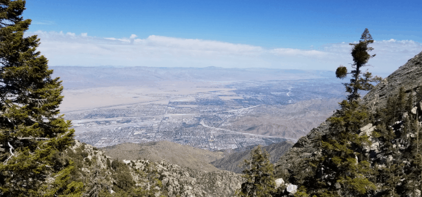 View down into Palm Springs valley