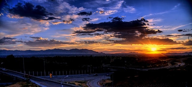 Salt Lake Valley skyline sunset