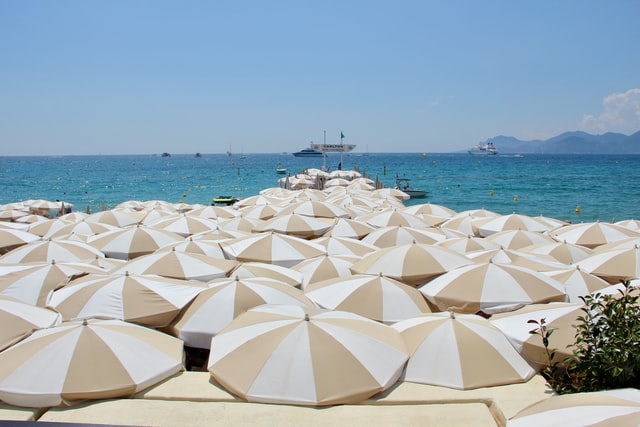 Cannes France beach umbrellas