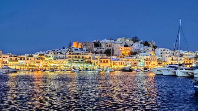 Night view of Naxos coast