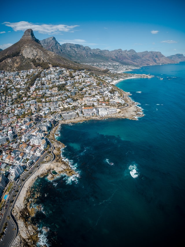 Sea Pointe neighborhood at Cape Town from aerial view