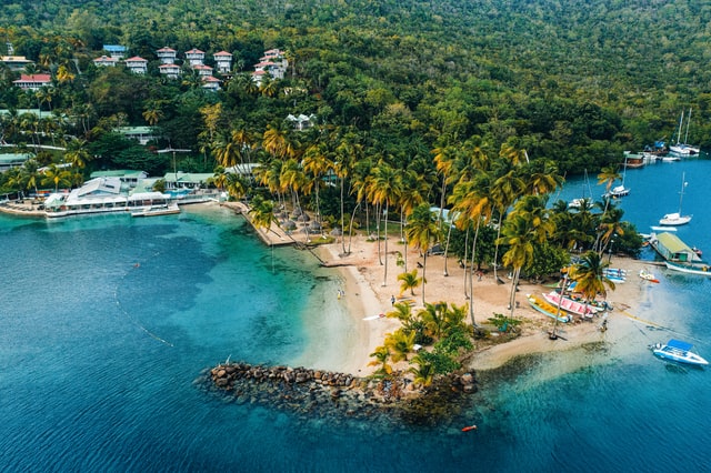 St. Lucia beach from the air