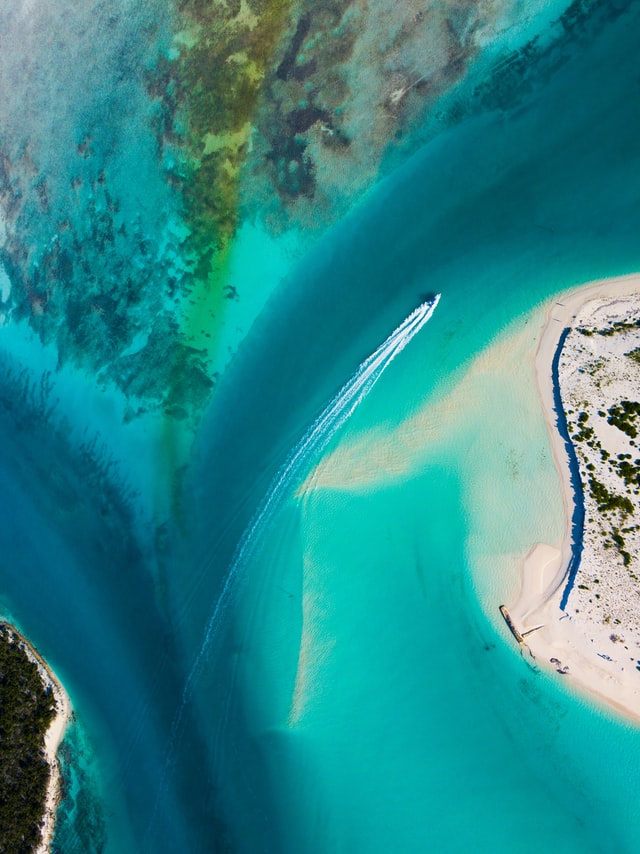 Turks & Caicos shoreline aerial view